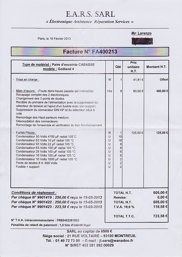 Aïe ça fait mal! On aurait pu se contente d'une réparation à 150€ mais on a préféré le grand chelem..